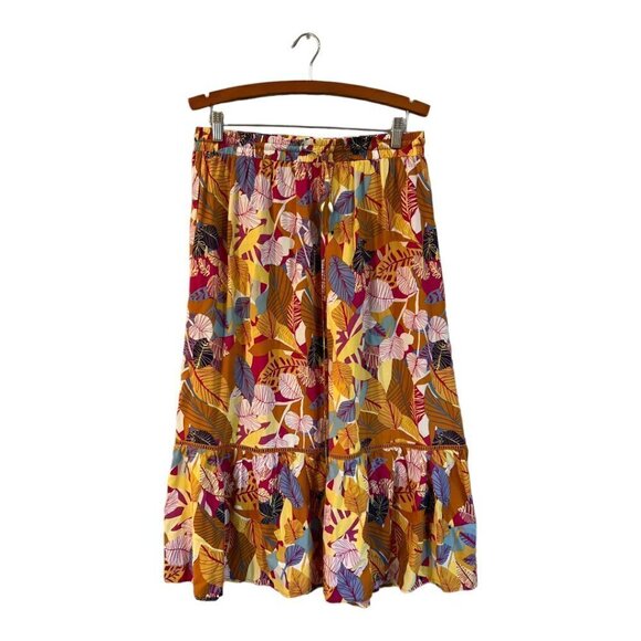 C&C California Floral Maxi Skirt Size Large Pull On Elastic Waist - Picture 1 of 5